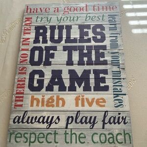 Rules of the Game Wooden Wall Sign - Multi-Color
